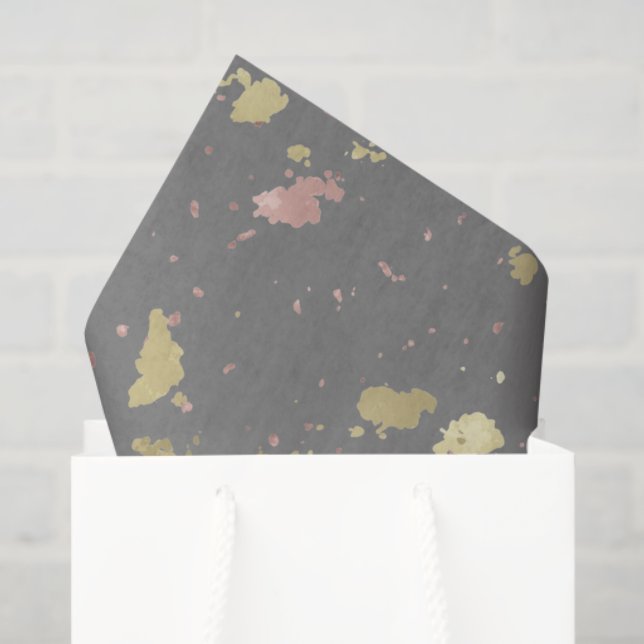Matte Gold and Rose Gold Flakes Warm Dark Grey Tissue Paper (Gift Bag)