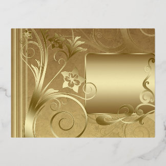 Matte gold labels foil invitation postcard
