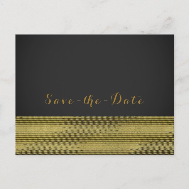 Matte Gold Modern Glam Sequins Chic Save the Date Announcement Postcard (Front)