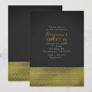 Matte Gold Modern Glam Sequins Party Invitations