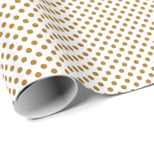 Matte Gold Polka Dots on White Wrapping Paper