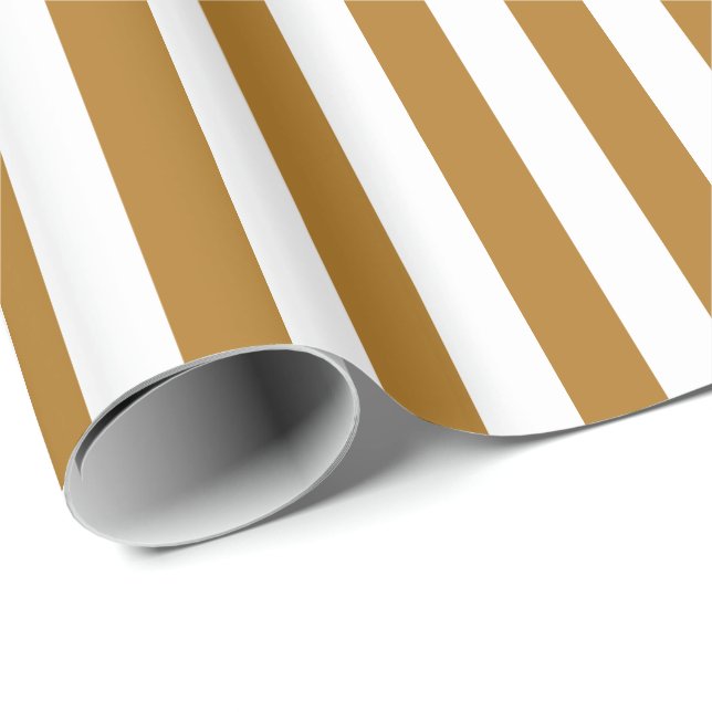 Matte Gold/White Stripe Wrapping Paper (Roll Corner)