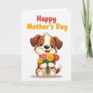 Matte Happy Dog Bouquet Card