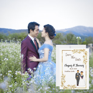 Matte Paper Vintage Cute Photo Save The Date Card
