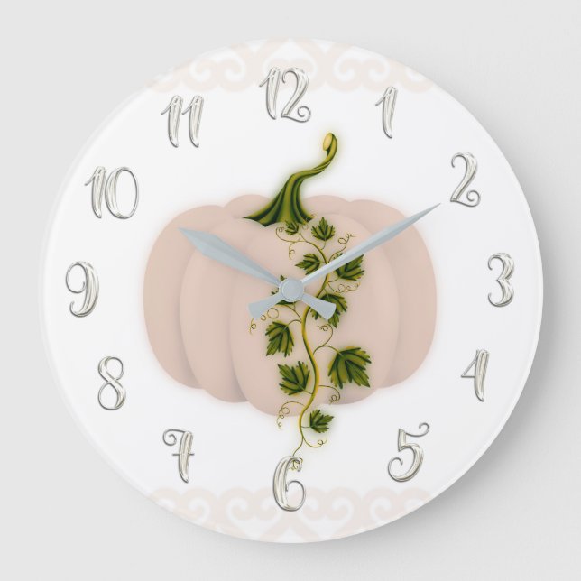 Matte Pink Blush Storybook Fairytale Pumpkin Large Large Clock (Front)