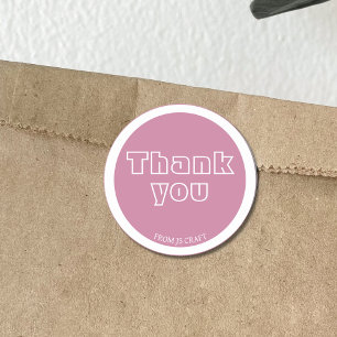 Matte Pink business thank you Classic Round Sticker