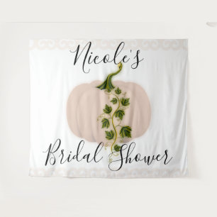 Matte Pink Pumpkin Fall Bridal Shower Backdrop Tapestry