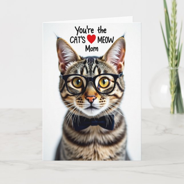 Matte Tabby Cat Mom Card (Front)