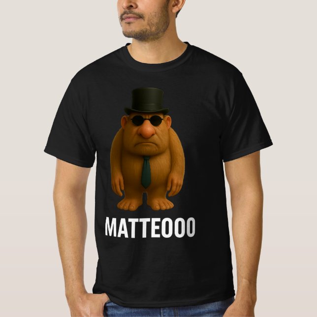 Matteo Mateo Matteooo Italian Brainrot Meme  T-Shirt (Front)