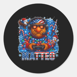 Matteo Meme Italian Brainrot Christmas Usa Flag Ga Classic Round Sticker