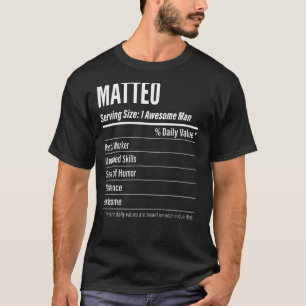 Matteo Serving Size Nutrition Label Calories T-Shirt