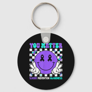 Matter Prevention Awareness Teal Purple Ribbon 1 Key Ring