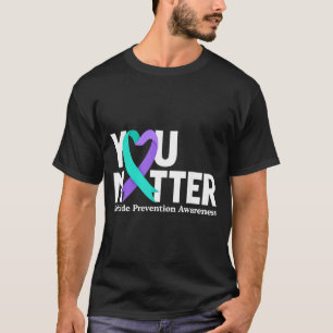 Matter Prevention Awareness Teal Purple Ribbon Art T-Shirt