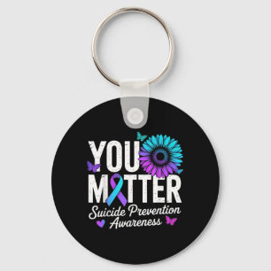 Matter Prevention Awareness Teal Purple Ribbon Key Ring
