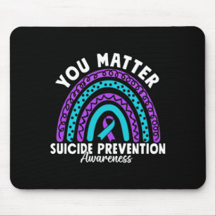 Matter Prevention Awareness Teal Purple Ribbon Mouse Pad