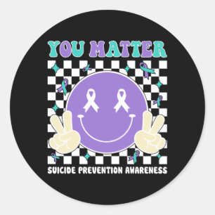 Matter Teal Purple Awareness Mental Health Classic Round Sticker