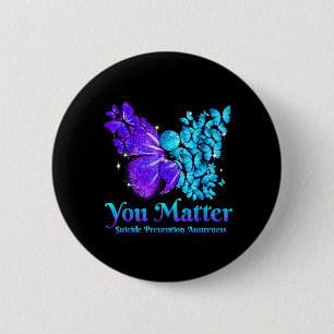 Matter Teal Purple Butterfly Semicolon Positive 6 Cm Round Badge