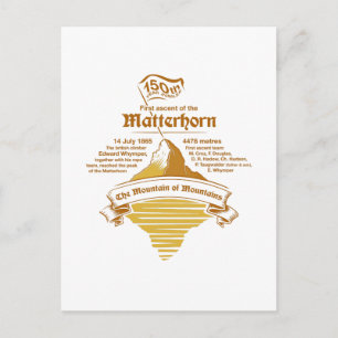 Matterhorn 150th Year Jubilee GOLD Postcard