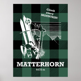 Matterhorn 4478 m Swiss Italy Alps Mountaineering Poster