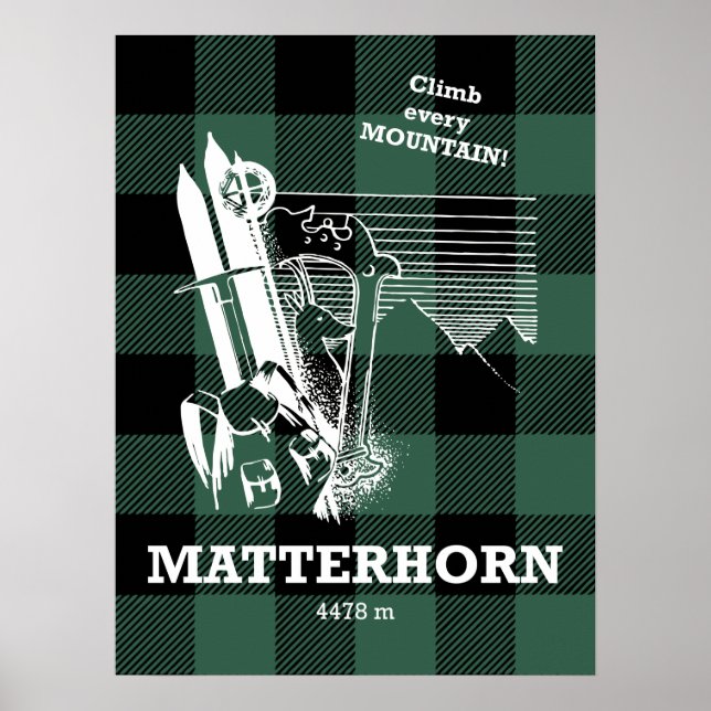 Matterhorn 4478 m Swiss Italy Alps Mountaineering Poster (Front)