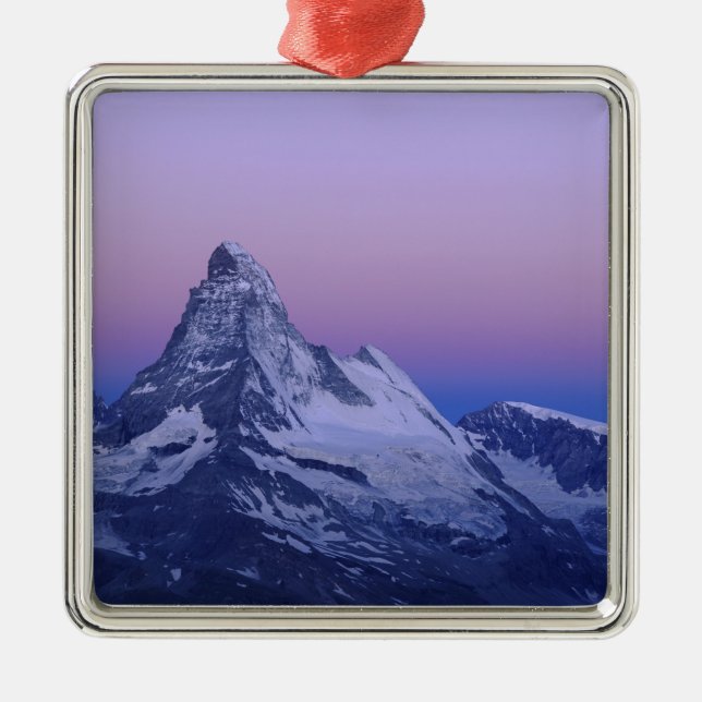 Matterhorn at dawn, Zermatt, Swiss Alps, Metal Tree Decoration (Front)