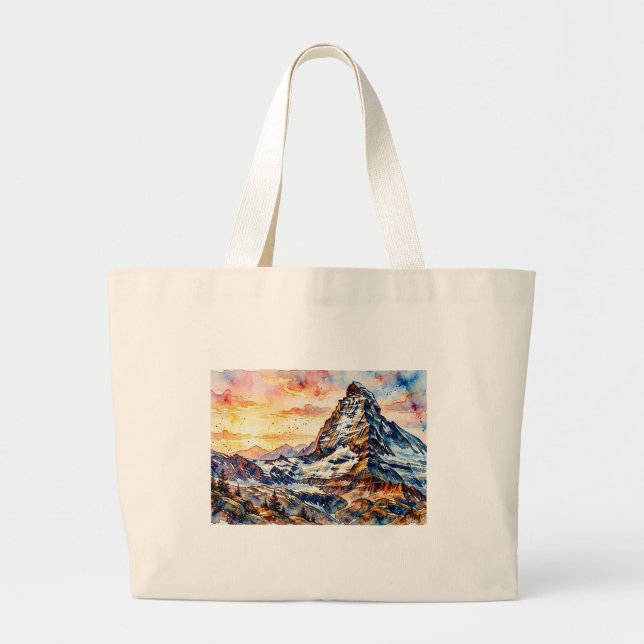 Matterhorn at Sunrise,  Large Tote Bag (Front)