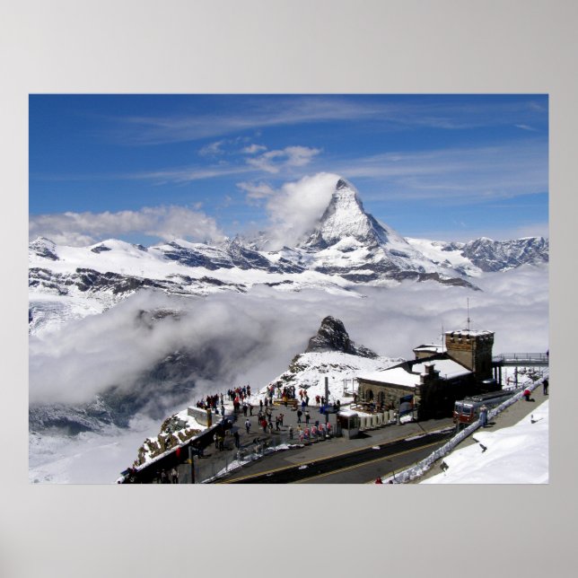 Matterhorn mountain and Gornergrat station Poster (Front)