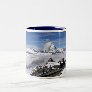 Matterhorn mountain and Gornergrat station Two-Tone Coffee Mug