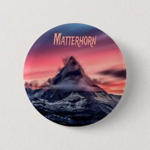 Matterhorn Mountain Europe Alps Switzerland Italy 6 Cm Round Badge