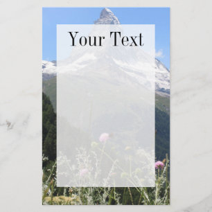 Matterhorn mountain in spring writing paper