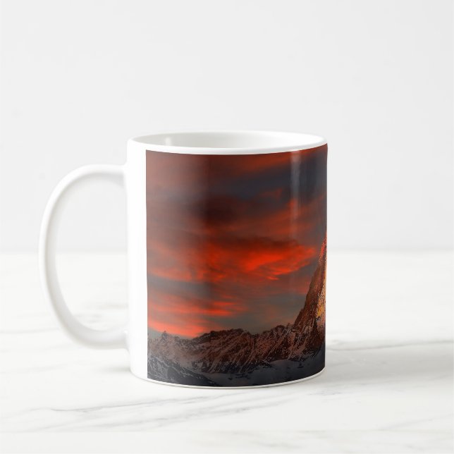 Matterhorn Mountain Snowy Ceramic Coffee Mug (Left)