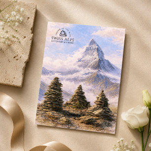 Matterhorn Mountain, Swiss Alps Watercolor Postcard