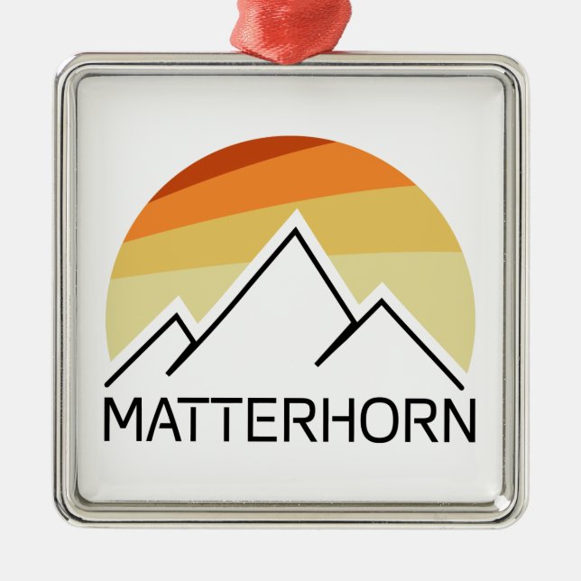 Matterhorn Switzerland Italy Retro Metal Ornament (Front)