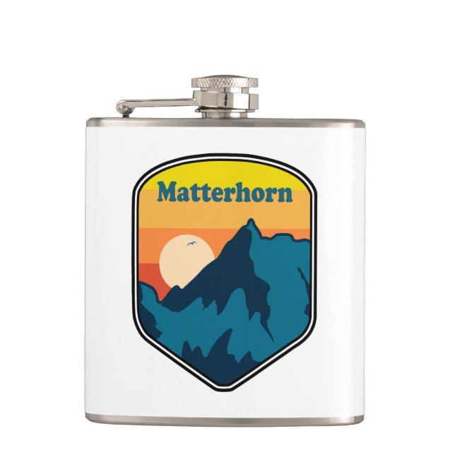 Matterhorn Switzerland Italy Sunrise Hip Flask (Front)