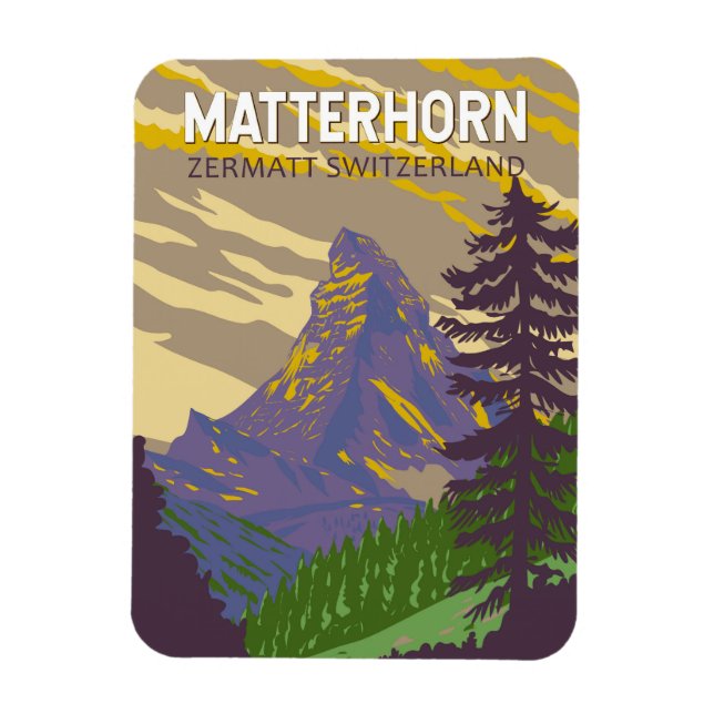 Matterhorn Switzerland Travel Art Vintage Magnet (Vertical)