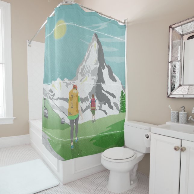 matterhorn travel poster Switzerland Shower Curtain (In Situ)