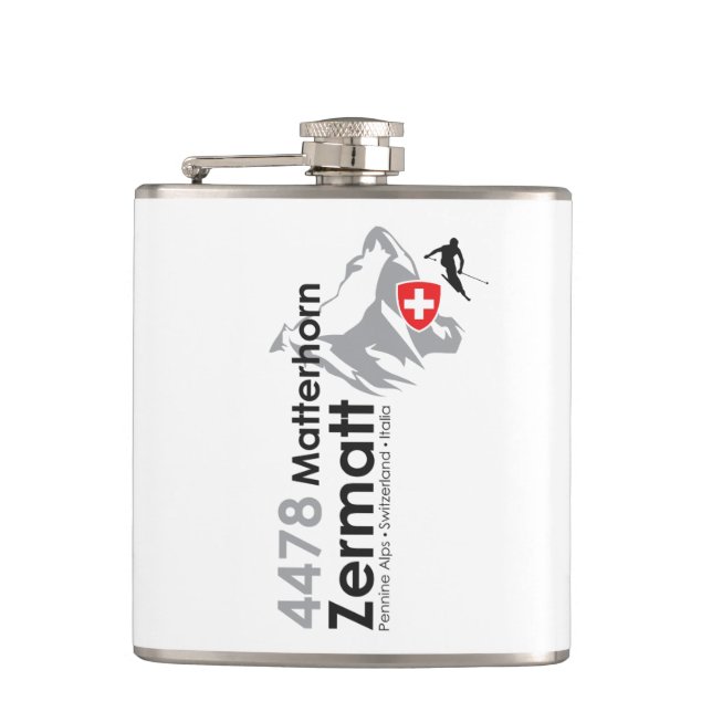 Matterhorn-Zermatt skiing Hip Flask (Front)