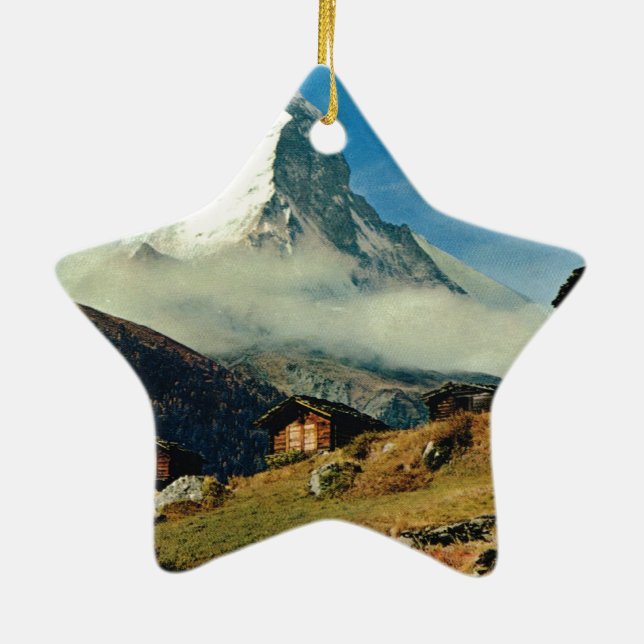 Matterhorn, Zermatt, Switzerland Ceramic Tree Decoration (Back)