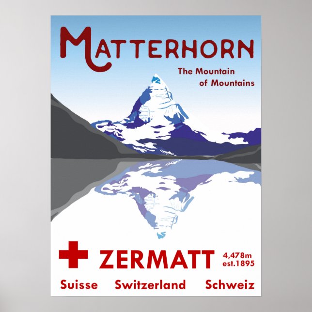 Matterhorn, Zermatt, Switzerland, Ski Poster (Front)