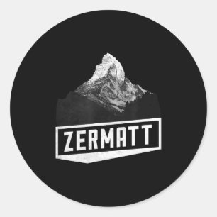 Matterhorn zermatt switzerland skiing holiday classic round sticker