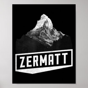 Matterhorn zermatt switzerland skiing holiday poster