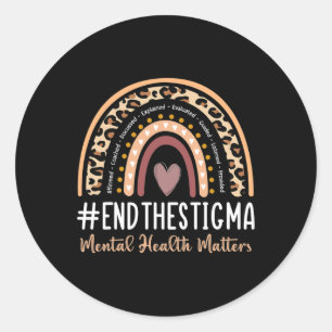 Matters End The Stigma Awareness Boho Rainbow Classic Round Sticker