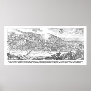 Matthaeus Merian: Heidelberg panorama from 1620 Poster