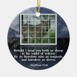 Matthew 10:16 ORNAMENT BIBLE VERSE as WOLVES