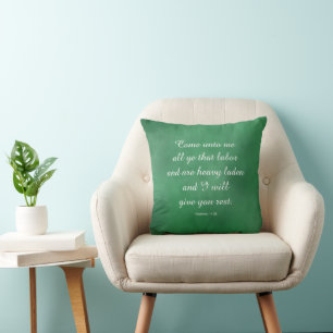Matthew 11:28 Bible Verse for Comfort & Strength Cushion
