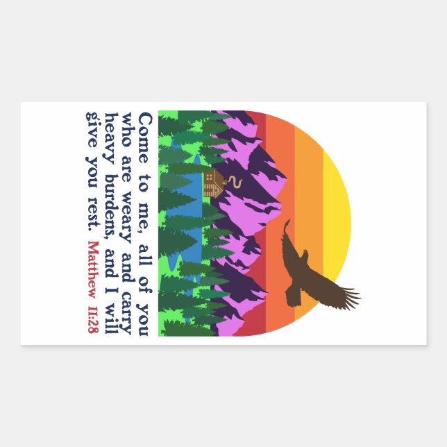 MATTHEW 11:28-COME TO ME ALL WHO ARE WEARY Sticker (Front)