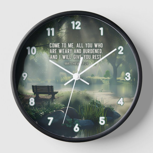 Matthew 11:28 Come to Me Bible Verse  Clock (Front)