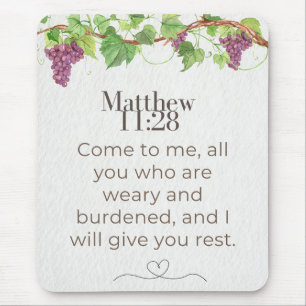 Matthew 11:28 Come to Me Scripture Grapevine Mouse Pad