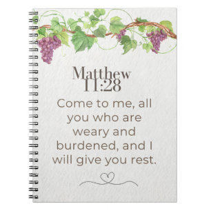 Matthew 11:28 Come to Me Scripture Grapevine Notebook