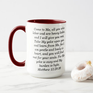 Matthew 11:28 Custom Scripture Two-Tone Coffee Mug